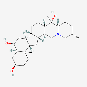 molecular formula C27H45NO3 B1660295 (1R,2S,6S,9S,10S,11S,14S,15S,17S,18S,20R,23R,24S)-6,10,23-Trimethyl-4-azahexacyclo[12.11.0.02,11.04,9.015,24.018,23]pentacosane-10,17,20-triol CAS No. 74184-79-5