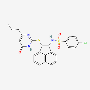 molecular formula C25H22ClN3O3S2 B1660298 4-Chloro-N-[2-[(6-oxo-4-propyl-1H-pyrimidin-2-yl)sulfanyl]-1,2-dihydroacenaphthylen-1-yl]benzenesulfonamide CAS No. 742094-80-0