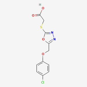 molecular formula C11H9ClN2O4S B1660299 Acetic acid, [[5-[(4-chlorophenoxy)methyl]-1,3,4-oxadiazol-2-yl]thio]- CAS No. 74228-70-9