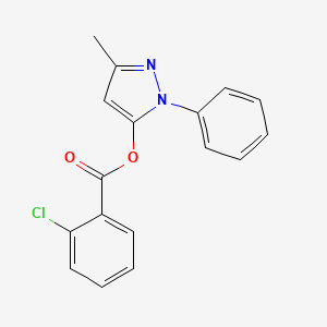molecular formula C17H13ClN2O2 B1660311 (5-Methyl-2-phenylpyrazol-3-yl) 2-chlorobenzoate CAS No. 74451-90-4