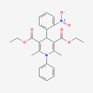 molecular formula C25H26N2O6 B1660347 3,5-Pyridinedicarboxylic acid, 1,4-dihydro-2,6-dimethyl-4-(2-nitrophenyl)-1-phenyl-, diethyl ester CAS No. 74979-70-7