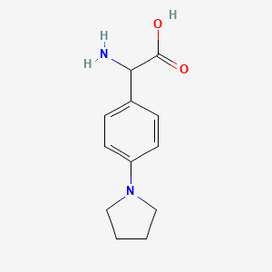 molecular formula C12H16N2O2 B1660365 Amino-(4-pyrrolidin-1-YL-phenyl)-acetic acid CAS No. 75176-62-4