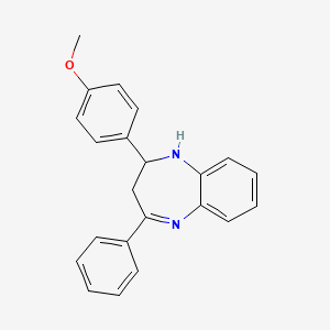 molecular formula C22H20N2O B1660370 1H-1,5-Benzodiazepine, 2,3-dihydro-2-(4-methoxyphenyl)-4-phenyl- CAS No. 75220-77-8