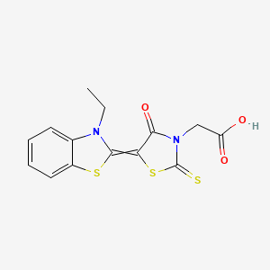 molecular formula C14H12N2O3S3 B1660395 5-(3-Ethylbenzothiazol-2(3H)-ylidene)-4-oxo-2-thioxothiazolidin-3-acetic acid CAS No. 7570-41-4