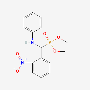 molecular formula C15H17N2O5P B1660527 N-[dimethoxyphosphoryl-(2-nitrophenyl)methyl]aniline CAS No. 78106-40-8