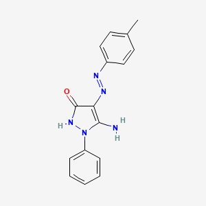 molecular formula C16H15N5O B1660577 5-Imino-4-[(4-methylphenyl)hydrazinylidene]-1-phenylpyrazolidin-3-one CAS No. 791825-12-2