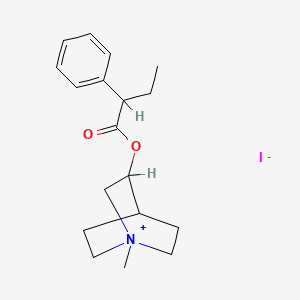 B1660626 3-Hydroxy-1-methyl-quinuclidinium iodide 2-phenylbutyrate (ester) CAS No. 80381-22-2