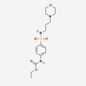 molecular formula C16H25N3O5S B1660687 Carbamic acid, (4-(((3-(4-morpholinyl)propyl)amino)sulfonyl)phenyl)-, ethyl ester CAS No. 81865-18-1