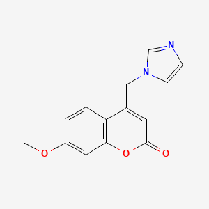 molecular formula C14H12N2O3 B1660757 2H-1-Benzopyran-2-one, 4-(1H-imidazol-1-ylmethyl)-7-methoxy- CAS No. 828265-55-0