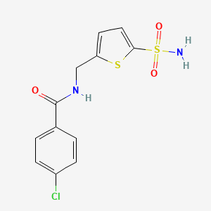 molecular formula C12H11ClN2O3S2 B1660768 4-chloro-N-[(5-sulfamoylthiophen-2-yl)methyl]benzamide CAS No. 830331-10-7