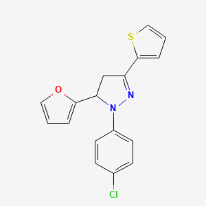 molecular formula C17H13ClN2OS B1660959 1-(4-Chloro-phenyl)-5-furan-2-yl-3-thiophen-2-yl-4,5-dihydro-1H-pyrazole CAS No. 86201-90-3