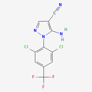 molecular formula C11H5Cl2F3N4 B1660967 5-Amino-1-(2,6-dichloro-4-(trifluoromethyl)phenyl)-1H-pyrazole-4-carbonitrile CAS No. 86398-96-1