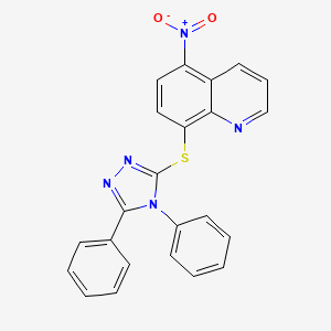 molecular formula C23H15N5O2S B1661019 Quinoline, 8-((4,5-diphenyl-4H-1,2,4-triazol-3-yl)thio)-5-nitro- CAS No. 87236-38-2