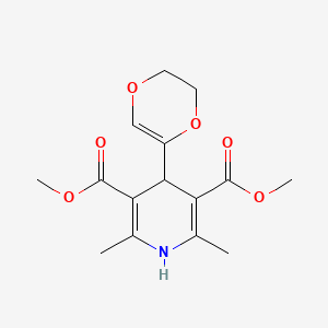 molecular formula C15H19NO6 B1661104 3,5-Pyridinedicarboxylic acid, 1,4-dihydro-4-(5,6-dihydro-1,4-dioxin-2-yl)-2,6-dimethyl-, dimethyl ester CAS No. 88046-00-8