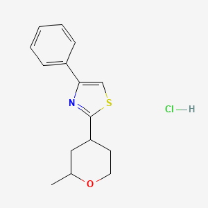 molecular formula C15H18ClNOS B1661178 Thiazole, 4-phenyl-2-(tetrahydro-2-methyl-2H-pyran-4-yl)-, hydrochloride CAS No. 88572-33-2