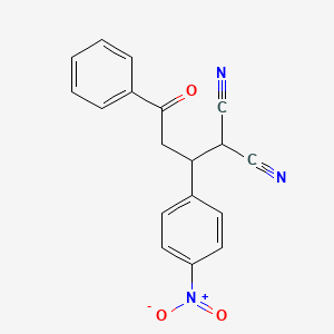 molecular formula C18H13N3O3 B1661234 Propanedinitrile, [1-(4-nitrophenyl)-3-oxo-3-phenylpropyl]- CAS No. 88783-75-9