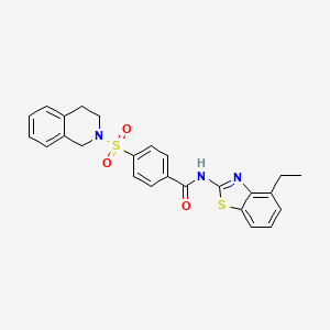 molecular formula C25H23N3O3S2 B1661288 4-((3,4-dihydroisoquinolin-2(1H)-yl)sulfonyl)-N-(4-ethylbenzo[d]thiazol-2-yl)benzamide CAS No. 892843-65-1