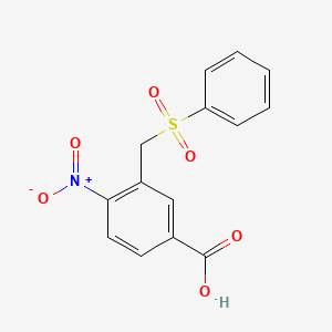 molecular formula C14H11NO6S B1661292 Benzoic acid, 4-nitro-3-[(phenylsulfonyl)methyl]- CAS No. 89303-23-1
