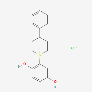 molecular formula C17H19ClO2S B1661323 2H-Thiopyranium, 1-(2,5-dihydroxyphenyl)tetrahydro-4-phenyl-, chloride CAS No. 89706-16-1