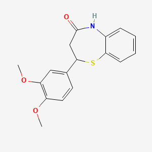 molecular formula C17H17NO3S B1661330 1,5-Benzothiazepin-4(5H)-one, 2-(3,4-dimethoxyphenyl)-2,3-dihydro- CAS No. 89813-89-8