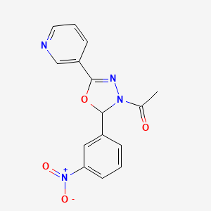 1,3,4-Oxadiazole, 3-acetyl-2,3-dihydro-2-(3-nitrophenyl)-5-(3-pyridinyl)-