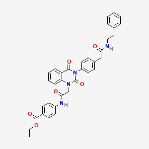 molecular formula C35H32N4O6 B1661355 ethyl 4-({[2,4-dioxo-3-(4-{2-oxo-2-[(2-phenylethyl)amino]ethyl}phenyl)-3,4-dihydroquinazolin-1(2H)-yl]acetyl}amino)benzoate CAS No. 899926-80-8