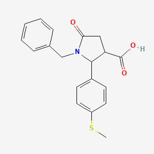 molecular formula C19H19NO3S B1661366 1-Benzyl-2-(4-methylsulfanylphenyl)-5-oxopyrrolidine-3-carboxylic acid CAS No. 900641-26-1