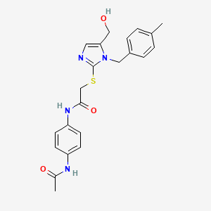 molecular formula C22H24N4O3S B1661407 N-[4-(acetylamino)phenyl]-2-{[5-(hydroxymethyl)-1-(4-methylbenzyl)-1H-imidazol-2-yl]thio}acetamide CAS No. 904816-68-8