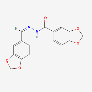 molecular formula C16H12N2O5 B1661416 N-[(Z)-1,3-benzodioxol-5-ylmethylideneamino]-1,3-benzodioxole-5-carboxamide CAS No. 90754-81-7