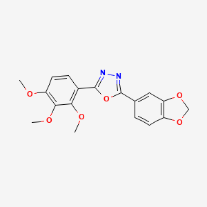 molecular formula C18H16N2O6 B1661417 2-(1,3-Benzodioxol-5-yl)-5-(2,3,4-trimethoxyphenyl)-1,3,4-oxadiazole CAS No. 90754-86-2