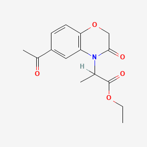 molecular formula C15H17NO5 B1661444 6-Acetyl-2,3-dihydro-alpha-methyl-3-oxo-4H-1,4-benzoxazine-4-acetic acid ethyl ester CAS No. 91119-97-0