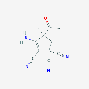 molecular formula C11H10N4O B1661496 4-Acetyl-3-amino-4-methyl-2-cyclopentene-1,1,2-tricarbonitrile CAS No. 91737-88-1