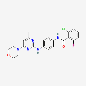 molecular formula C22H21ClFN5O2 B1661586 2-chloro-6-fluoro-N-(4-((4-methyl-6-morpholinopyrimidin-2-yl)amino)phenyl)benzamide CAS No. 923216-11-9