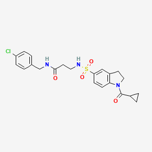 molecular formula C22H24ClN3O4S B1661644 N~1~-(4-chlorobenzyl)-N~3~-{[1-(cyclopropylcarbonyl)-2,3-dihydro-1H-indol-5-yl]sulfonyl}-beta-alaninamide CAS No. 932976-68-6