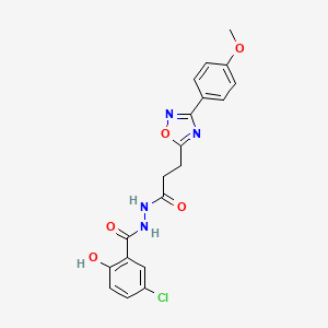 molecular formula C19H17ClN4O5 B1661777 5-chloro-2-hydroxy-N'-{3-[3-(4-methoxyphenyl)-1,2,4-oxadiazol-5-yl]propanoyl}benzohydrazide CAS No. 950154-53-7