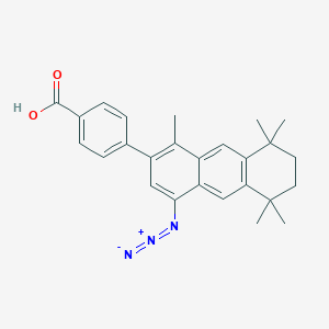 molecular formula C26H27N3O2 B166206 4-(4-Azido-5,6,7,8-tetrahydro-1,5,5,8,8-pentamethyl-2-anthracenyl)benzoic acid CAS No. 131206-65-0
