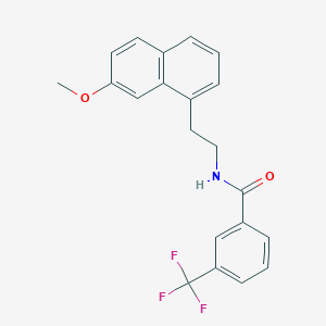 molecular formula C21H18F3NO2 B166215 Benzamide, N-(2-(7-methoxy-1-naphthalenyl)ethyl)-3-(trifluoromethyl)- CAS No. 138112-90-0
