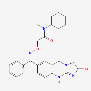 molecular formula C26H29N5O3 B1662182 N-环己基-N-甲基-2-[(Z)-[(2-氧代-5,10-二氢-3H-咪唑并[2,1-b]喹唑啉-7-基)-苯甲亚胺基]氨基]氧代乙酰胺 CAS No. 133718-30-6