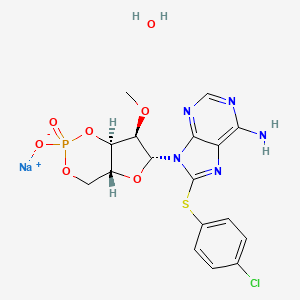 molecular formula C17H18ClN5NaO7PS B1662292 钠；9-[(4aR,6R,7R,7aR)-7-甲氧基-2-氧化-2-氧代-4a,6,7,7a-四氢-4H-呋喃[3,2-d][1,3,2]二氧杂磷杂环-6-基]-8-(4-氯苯基)硫代嘌呤-6-胺；水合物 CAS No. 634207-53-7