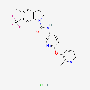 molecular formula C22H19F3N4O2.2HCl B1662350 1H-吲哚-1-甲酰胺，2,3-二氢-5-甲基-N-[6-[(2-甲基-3-吡啶基)氧基]-3-吡啶基]-6-(三氟甲基)-，盐酸盐 (1:1) CAS No. 200940-23-4