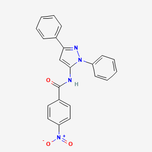 molecular formula C22H16N4O3 B1662366 N-(1,3-二苯基-1H-吡唑-5-基)-4-硝基苯甲酰胺 CAS No. 890764-36-0