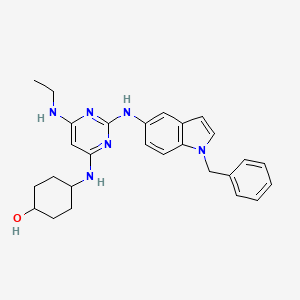 molecular formula C27H32N6O B1662398 4-[[6-(乙基氨基)-2-[[1-(苯甲基)-5-吲哚基]氨基]-4-嘧啶基]氨基]-1-环己醇 CAS No. 359886-84-3