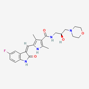 B1662422 5-[(Z)-(5-fluoro-2-oxo-1H-indol-3-ylidene)methyl]-N-[(2S)-2-hydroxy-3-morpholin-4-ylpropyl]-2,4-dimethyl-1H-pyrrole-3-carboxamide CAS No. 452105-23-6