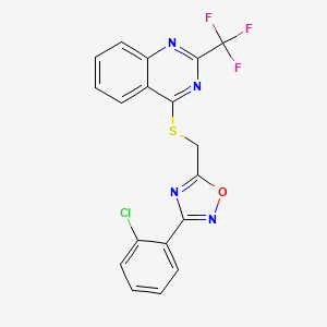 B1662433 4-({[3-(2-Chlorophenyl)-1,2,4-oxadiazol-5-yl]methyl}sulfanyl)-2-(trifluoromethyl)quinazoline CAS No. 920882-18-4