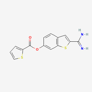 molecular formula C14H10N2O2S2 B1662525 (2-氨基甲酰基-1-苯并噻吩-6-基)噻吩-2-甲酸酯 CAS No. 217099-43-9