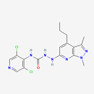 molecular formula C17H19Cl2N7O B1662604 1-(3,5-Dichloropyridin-4-yl)-3-[(1,3-dimethyl-4-propylpyrazolo[3,4-b]pyridin-6-yl)amino]urea CAS No. 547756-93-4