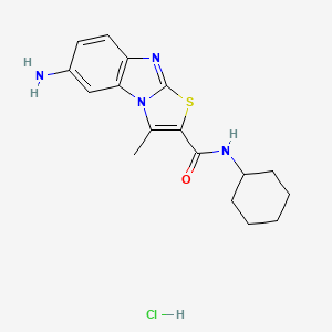 molecular formula C17H21ClN4OS B1662607 6-Amino-N-cyclohexyl-3-methylthiazolo[3,2-A]benzimidazole-2-carboxamide hydrochloride CAS No. 1177767-57-5