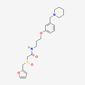 molecular formula C₂₂H₃₀N₂O₄S B1662709 N-(3-(3-(Piperidinylmethyl)phenoxy)propyl)-2-(furfurylsulfinyl)acetamide CAS No. 108498-50-6