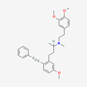molecular formula C₃₀H₃₅NO₃ B1662716 N-[2-(3,4-dimethoxyphenyl)ethyl]-4-[5-methoxy-2-(2-phenylethynyl)phenyl]-N-methylbutan-2-amine CAS No. 99254-95-2