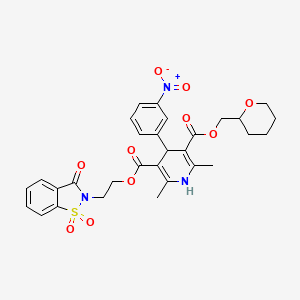 molecular formula C₃₀H₃₁N₃O₁₀S B1662752 5-O-(氧杂-2-基甲基) 3-O-[2-(1,1,3-三氧代-1,2-苯并噻唑-2-基)乙基] 2,6-二甲基-4-(3-硝基苯基)-1,4-二氢吡啶-3,5-二羧酸酯 CAS No. 136941-85-0